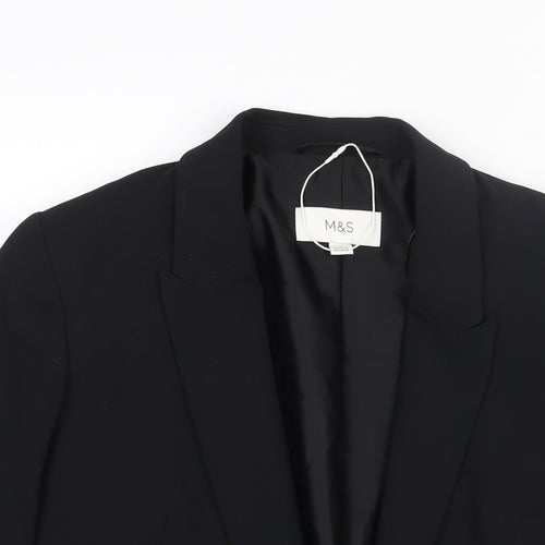 Marks and Spencer Womens Black Jacket Blazer Size 8 - Rouched Sleeve