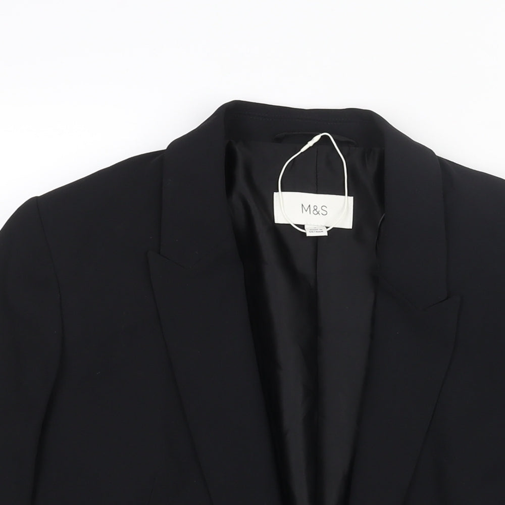 Marks and Spencer Womens Black Jacket Blazer Size 8 - Rouched Sleeve