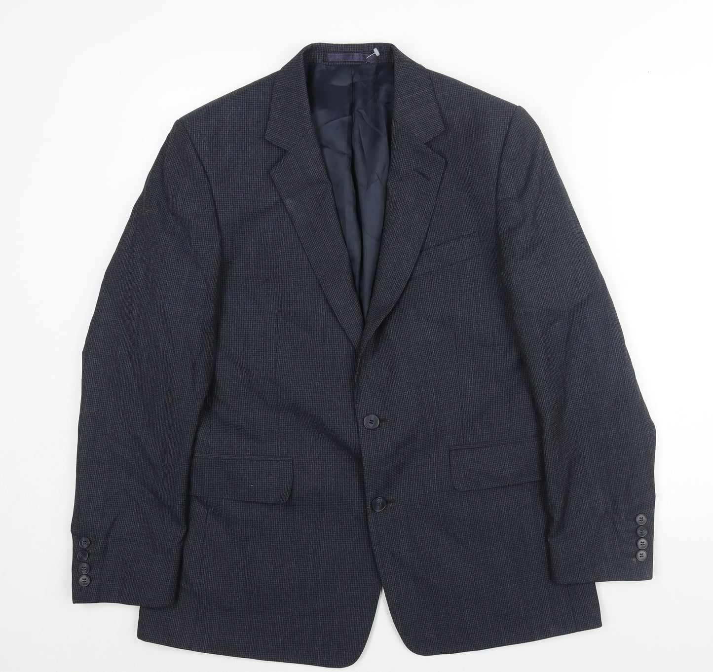 Hammond & CO Mens Blue Check Wool Jacket Suit Jacket Size 40 Regular