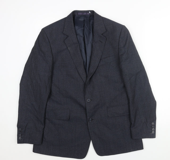 Hammond & CO Mens Blue Check Wool Jacket Suit Jacket Size 40 Regular