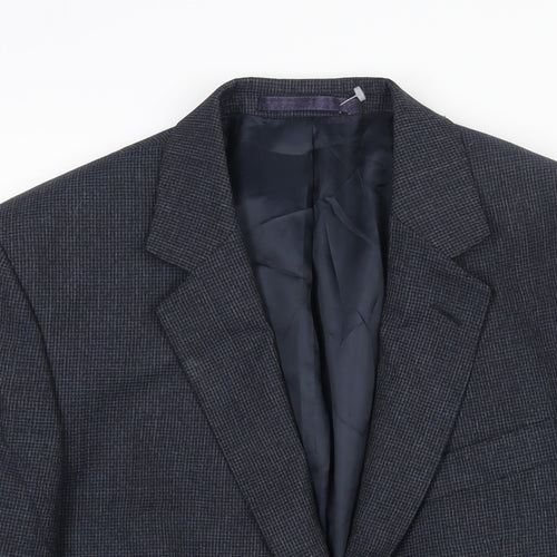Hammond & CO Mens Blue Check Wool Jacket Suit Jacket Size 40 Regular