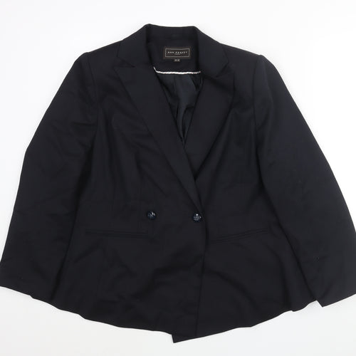 Ann Harvey] Womens Black Polyester Jacket Suit Jacket Size 16
