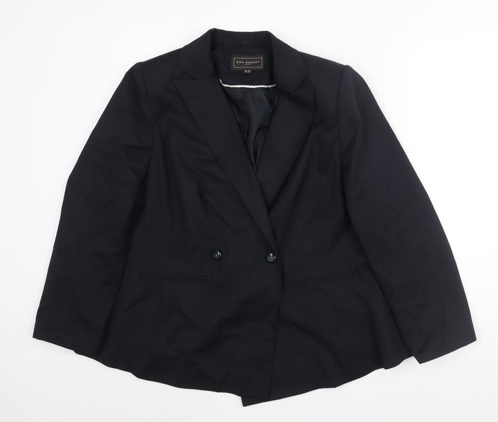 Ann Harvey] Womens Black Polyester Jacket Suit Jacket Size 16