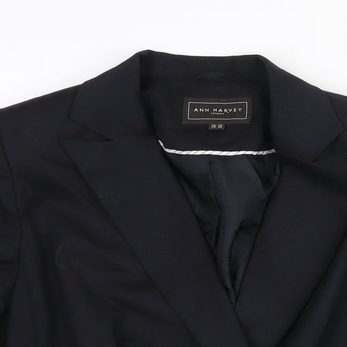 Ann Harvey] Womens Black Polyester Jacket Suit Jacket Size 16