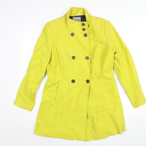 Per Una Womens Yellow Overcoat Coat Size 14 Button