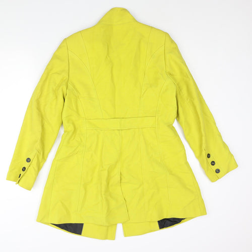 Per Una Womens Yellow Overcoat Coat Size 14 Button