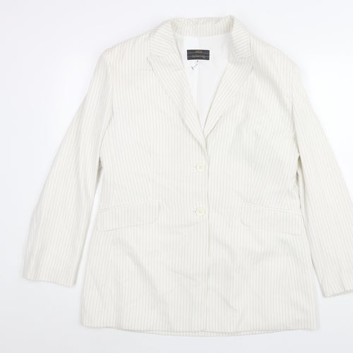 Marks and Spencer Womens Ivory Pinstripe Polyester Jacket Suit Jacket Size 16