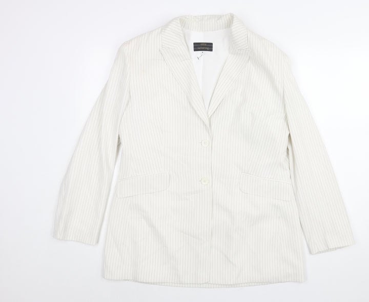 Marks and Spencer Womens Ivory Pinstripe Polyester Jacket Suit Jacket Size 16