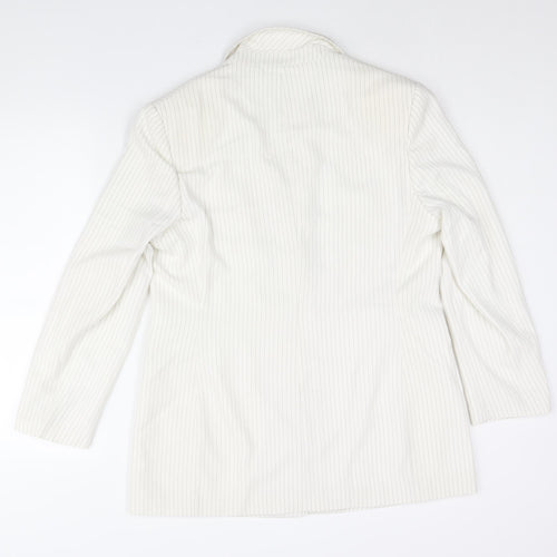 Marks and Spencer Womens Ivory Pinstripe Polyester Jacket Suit Jacket Size 16