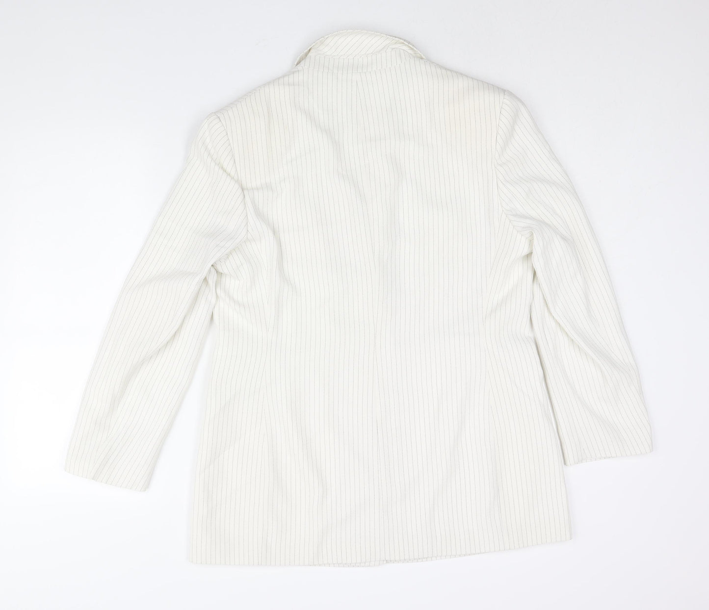 Marks and Spencer Womens Ivory Pinstripe Polyester Jacket Suit Jacket Size 16