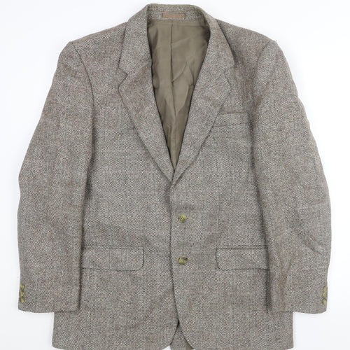Centaur Mens Brown Herringbone Wool Jacket Suit Jacket Size 40 Regular