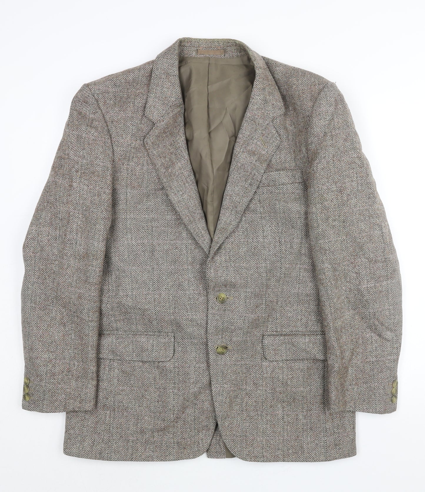 Centaur Mens Brown Herringbone Wool Jacket Suit Jacket Size 40 Regular