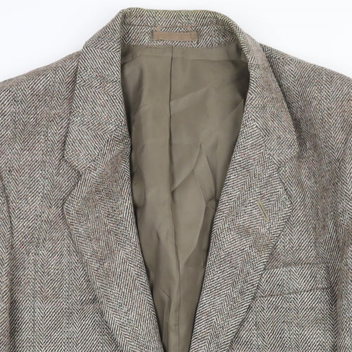 Centaur Mens Brown Herringbone Wool Jacket Suit Jacket Size 40 Regular