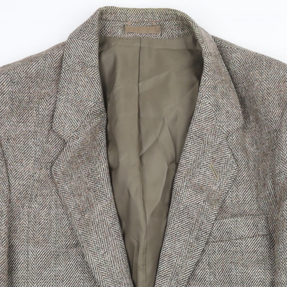 Centaur Mens Brown Herringbone Wool Jacket Suit Jacket Size 40 Regular