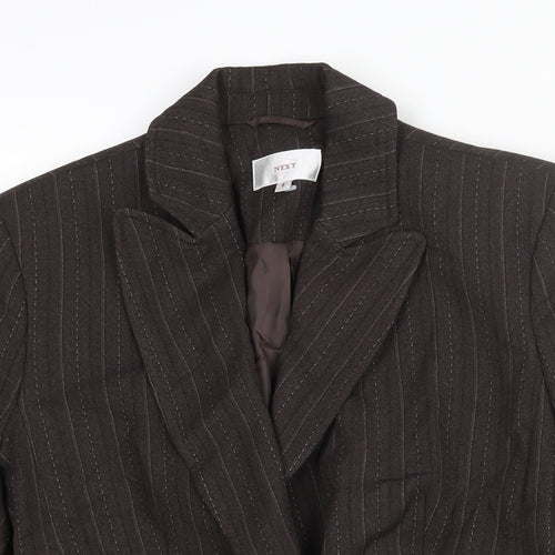 NEXT Womens Brown Pinstripe Polyester Jacket Suit Jacket Size 8