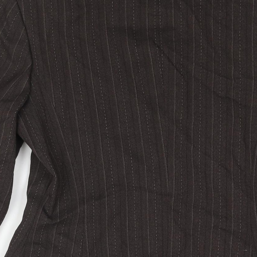 NEXT Womens Brown Pinstripe Polyester Jacket Suit Jacket Size 8