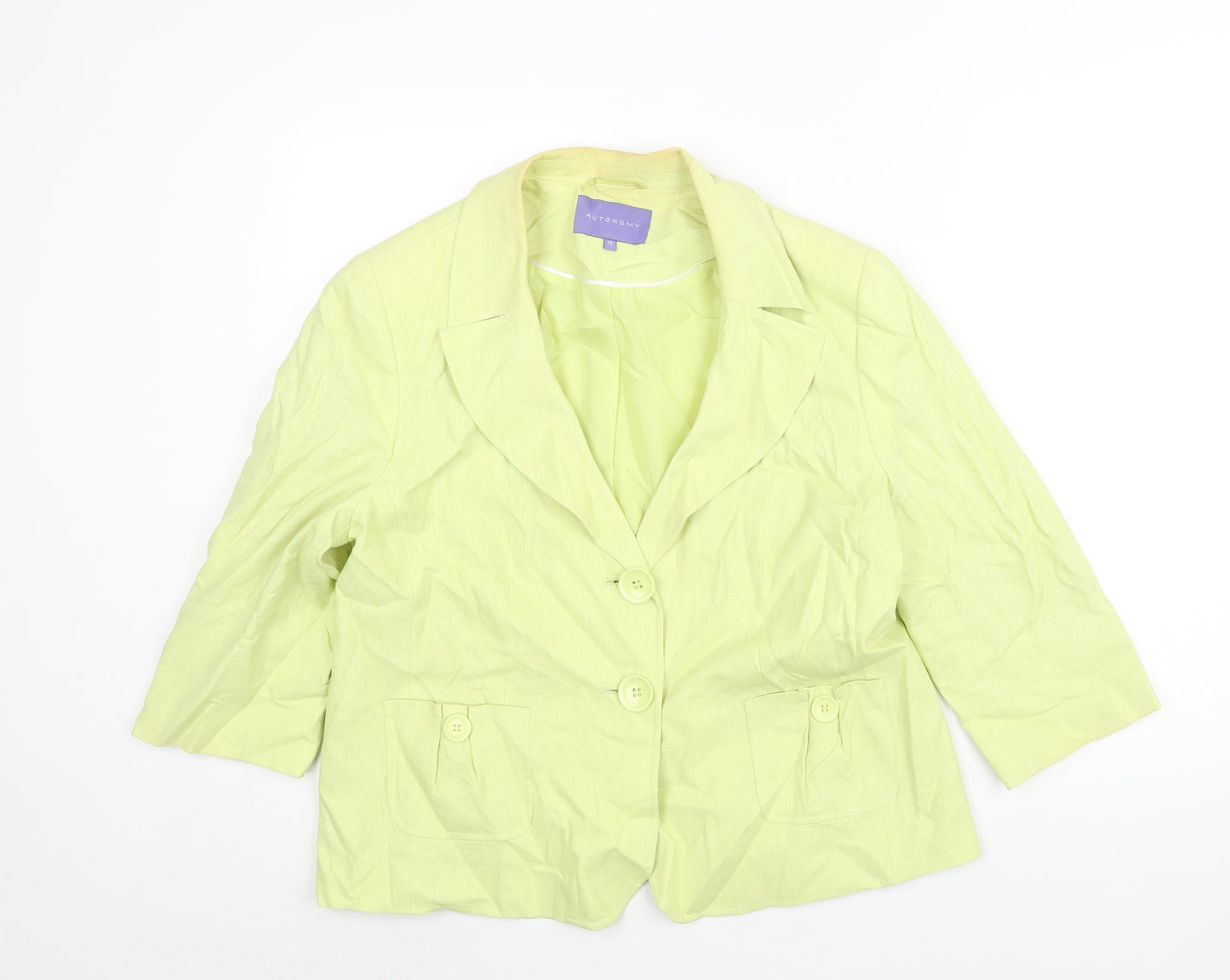 Autonomy Womens Green Jacket Size 18 Button
