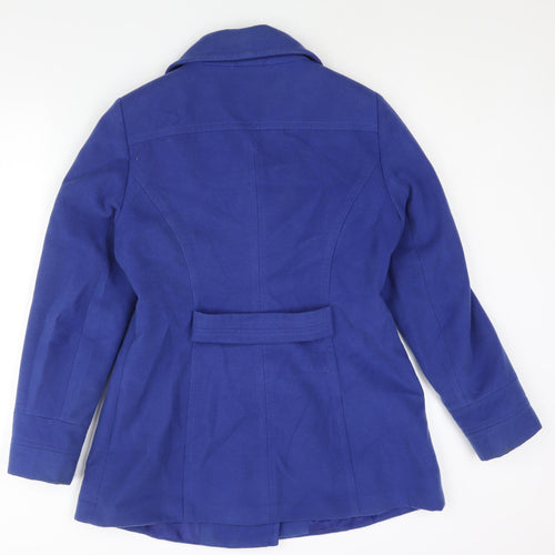 BHS Womens Blue Pea Coat Coat Size 14 Button - Double Breasted