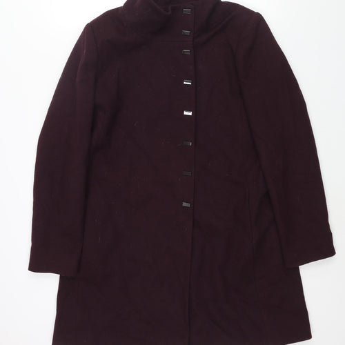 Debenhams Womens Purple Overcoat Coat Size 14 Button