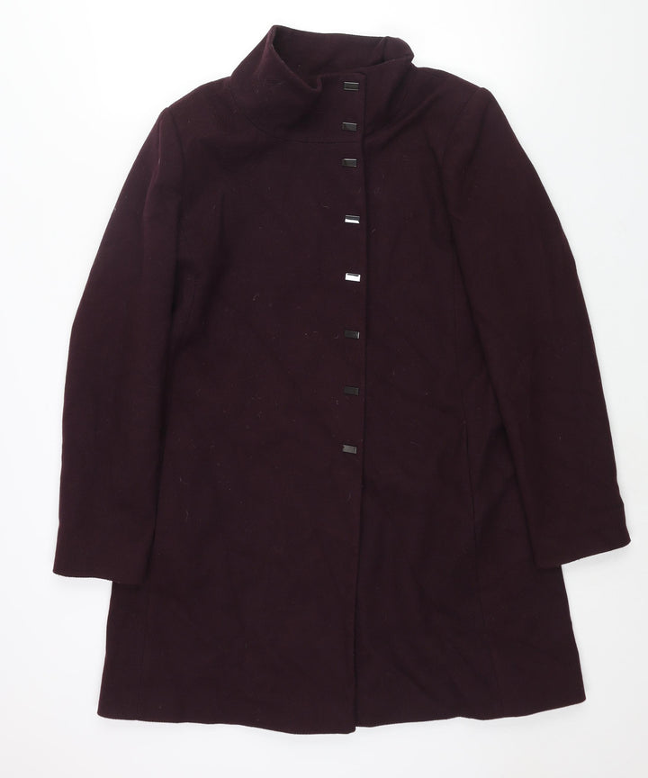 Debenhams Womens Purple Overcoat Coat Size 14 Button