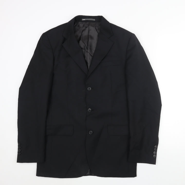 Mexx Mens Black Wool Jacket Suit Jacket Size 38 Regular