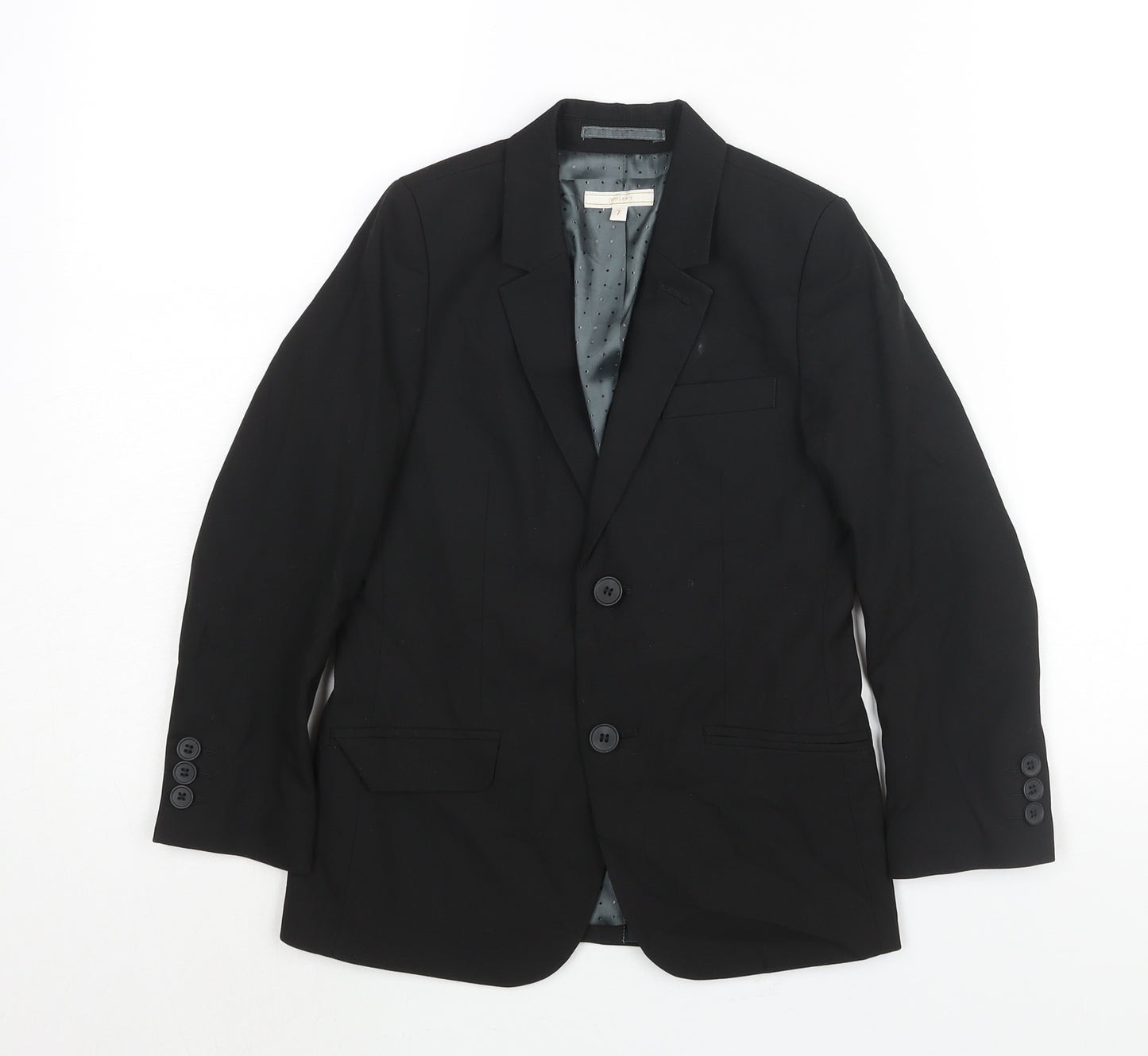 John Lewis Boys Black Jacket Blazer Size 7 Years Button