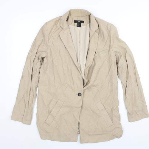 H&M Womens Brown Jacket Blazer Size 8 Button