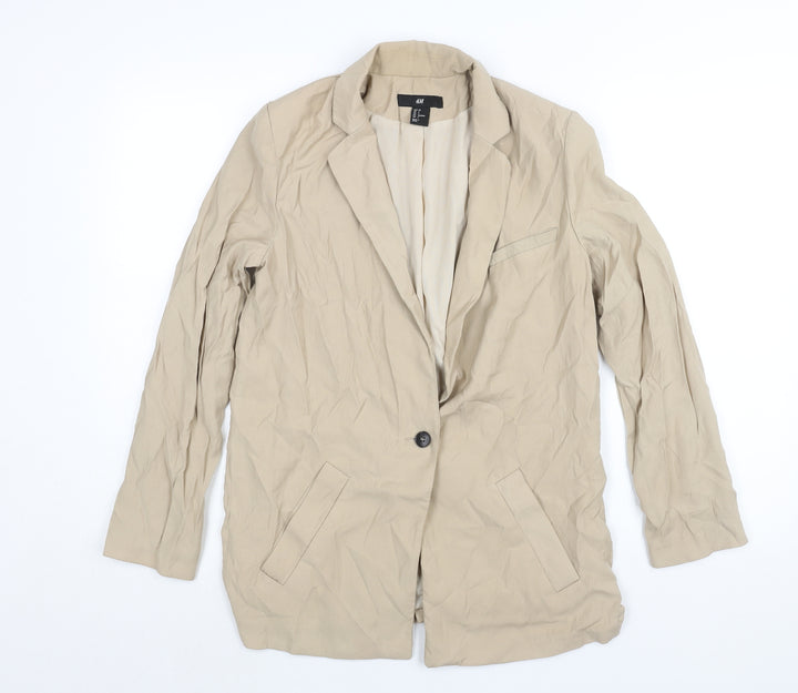 H&M Womens Brown Jacket Blazer Size 8 Button