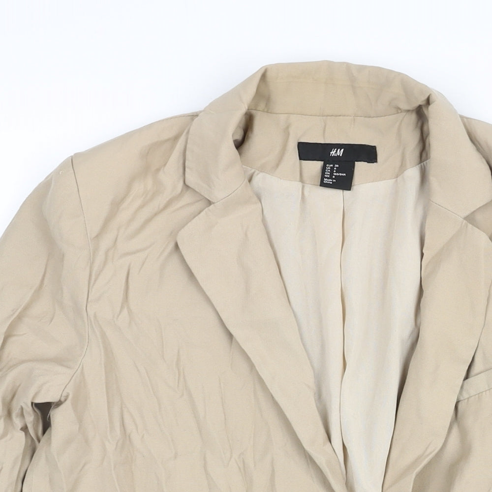 H&M Womens Brown Jacket Blazer Size 8 Button