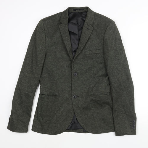 Topman Mens Green Viscose Jacket Suit Jacket Size 36 Regular