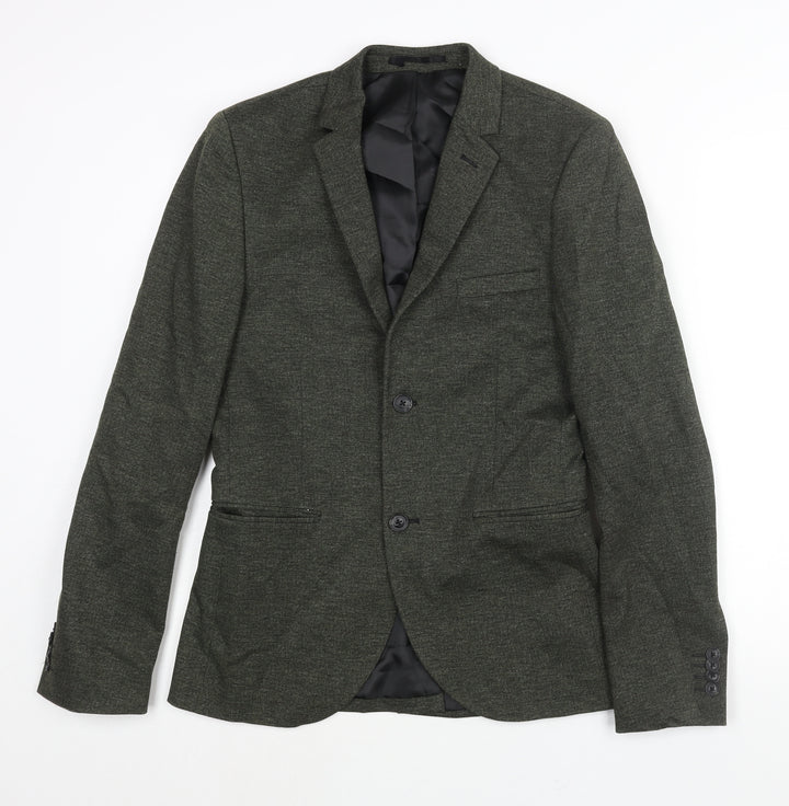 Topman Mens Green Viscose Jacket Suit Jacket Size 36 Regular