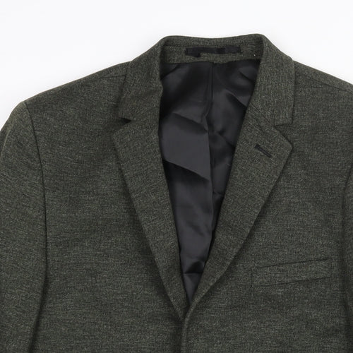 Topman Mens Green Viscose Jacket Suit Jacket Size 36 Regular