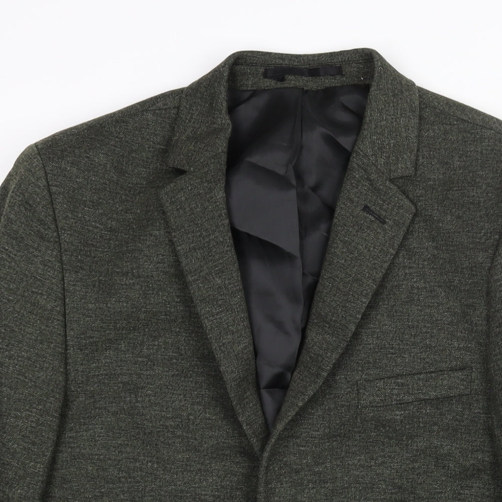 Topman Mens Green Viscose Jacket Suit Jacket Size 36 Regular