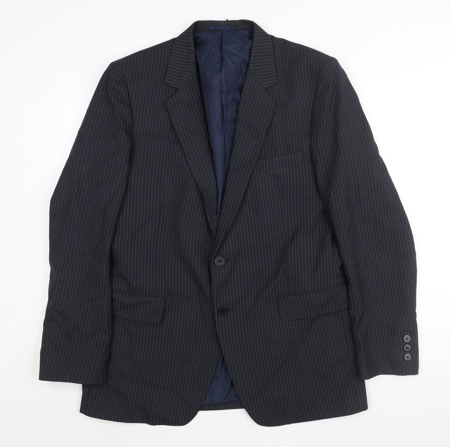 Phillip Daniel Mens Blue Striped Polyester Jacket Suit Jacket Size 42 Regular