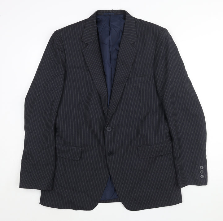 Phillip Daniel Mens Blue Striped Polyester Jacket Suit Jacket Size 42 Regular