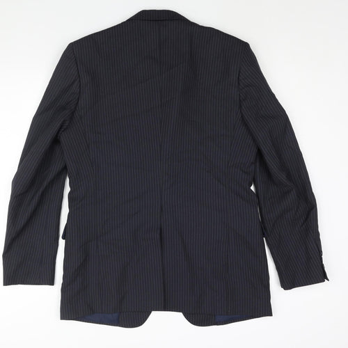 Phillip Daniel Mens Blue Striped Polyester Jacket Suit Jacket Size 42 Regular