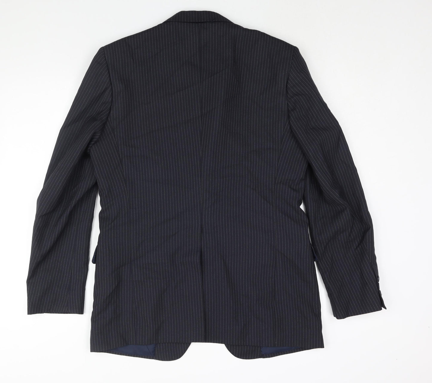 Phillip Daniel Mens Blue Striped Polyester Jacket Suit Jacket Size 42 Regular