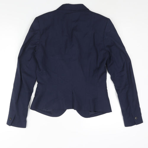 H&M Womens Blue Polyester Jacket Suit Jacket Size 10