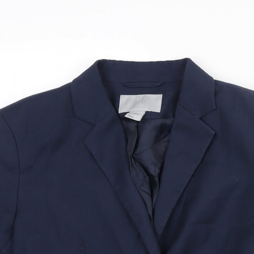 H&M Womens Blue Polyester Jacket Suit Jacket Size 10