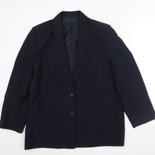 Essentials Womens Blue Polyester Jacket Suit Jacket Size 18