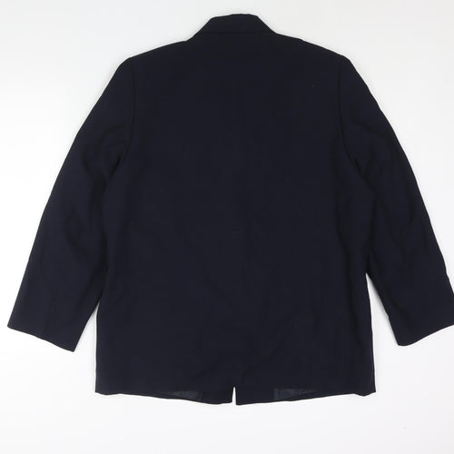 Essentials Womens Blue Polyester Jacket Suit Jacket Size 18