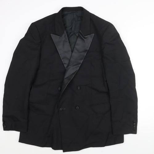 Hector James Mens Black Polyester Tuxedo Suit Jacket Size 42 Regular - Satin Lapel