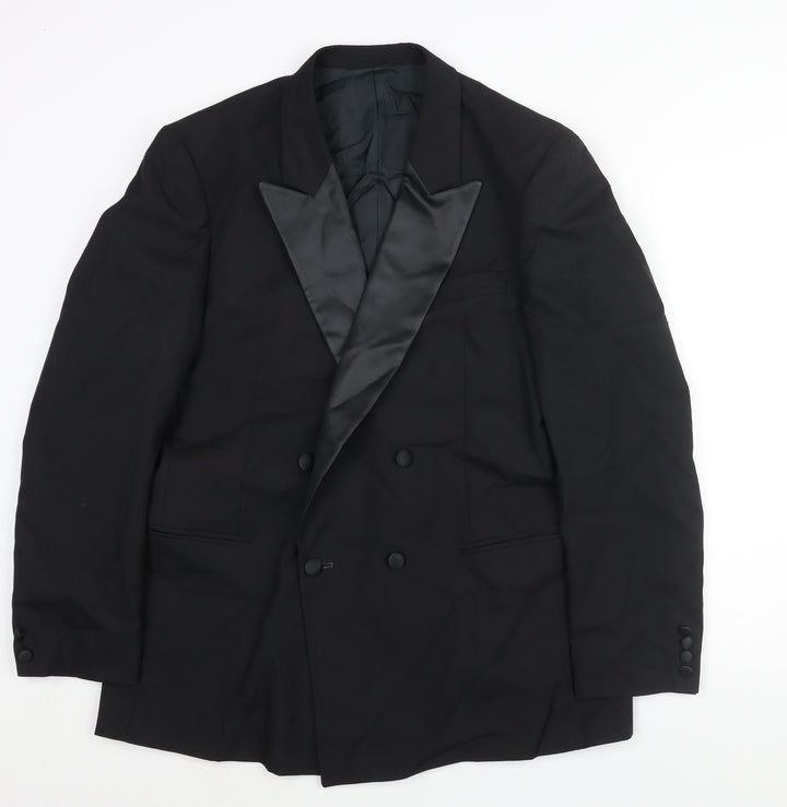 Hector James Mens Black Polyester Tuxedo Suit Jacket Size 42 Regular - Satin Lapel