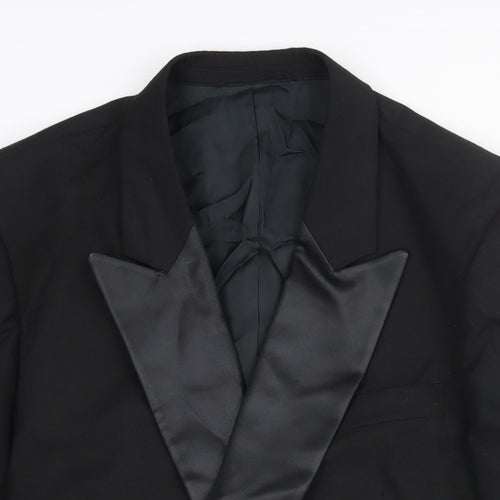 Hector James Mens Black Polyester Tuxedo Suit Jacket Size 42 Regular - Satin Lapel