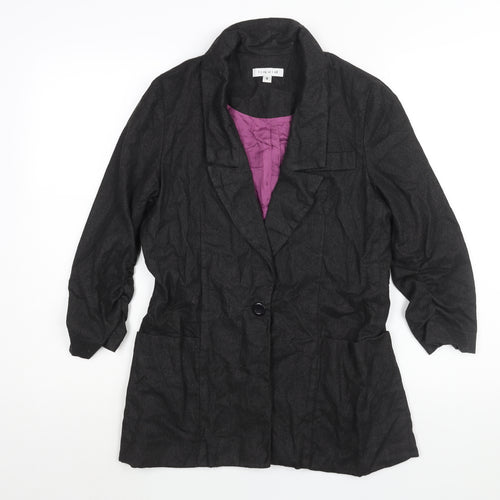 Liquid Womens Black Jacket Blazer Size S Button - Rouched Sleeve