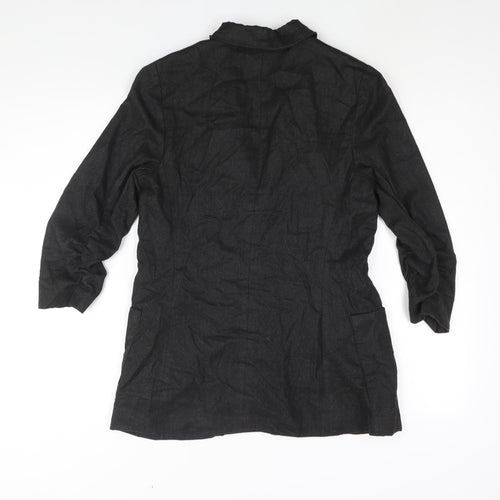 Liquid Womens Black Jacket Blazer Size S Button - Rouched Sleeve