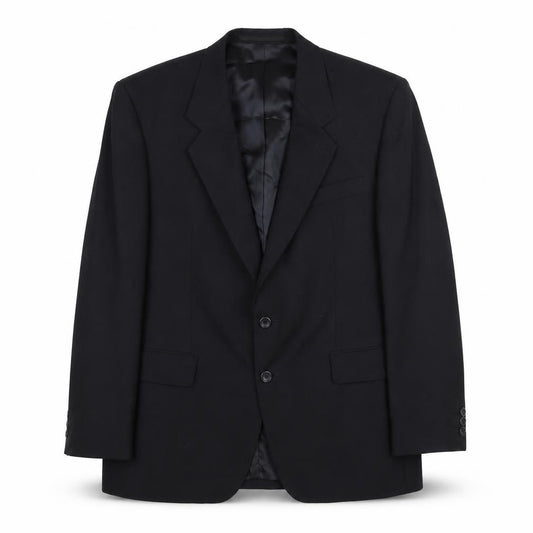 Front view of Varteks men’s black polyester jacket suit jacket, size 42, regular