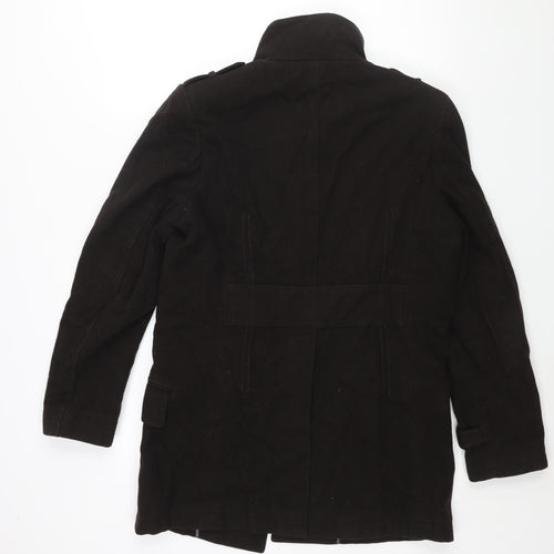 Linea Mens Brown Pea Coat Coat Size M Button