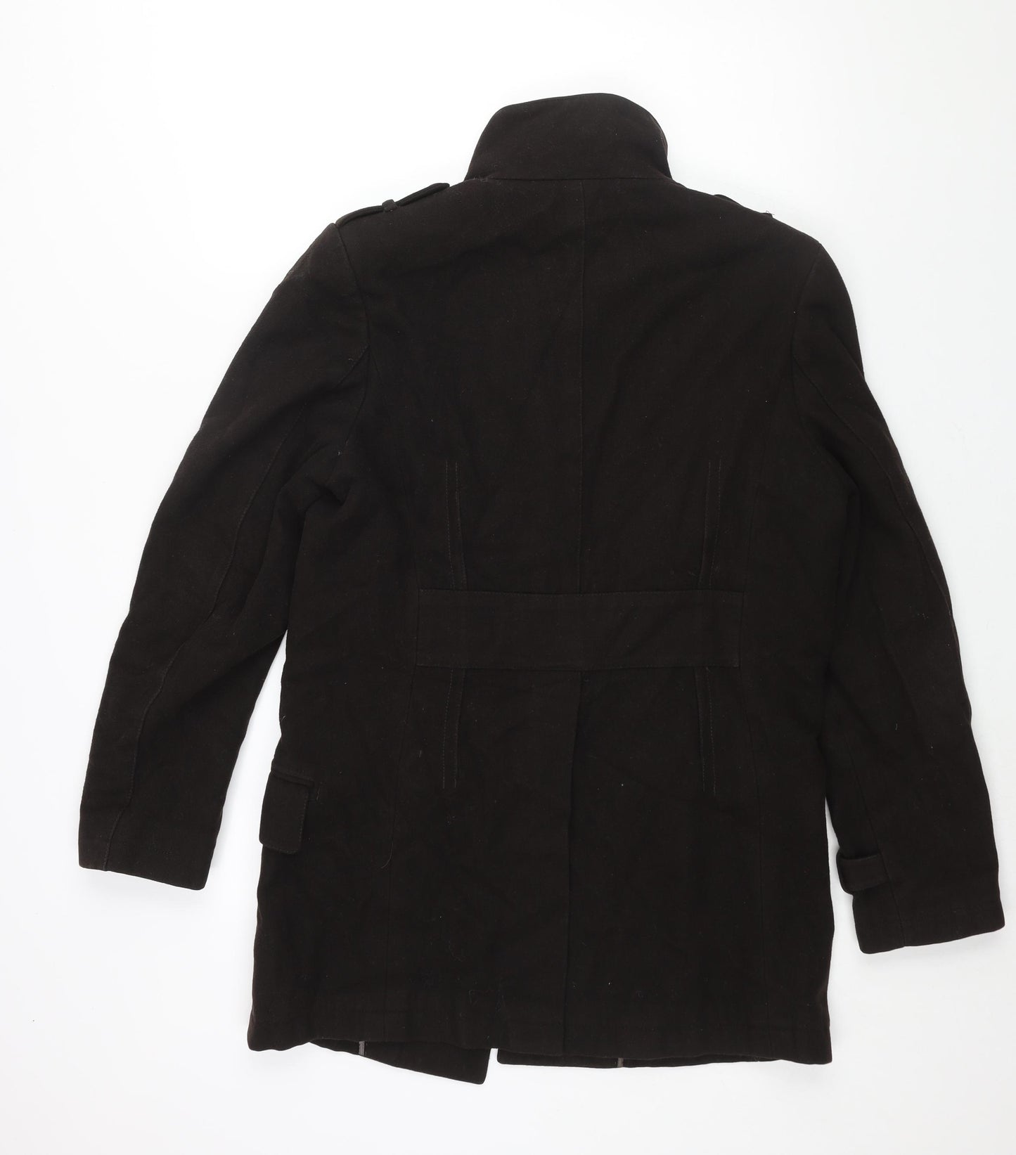 Linea Mens Brown Pea Coat Coat Size M Button