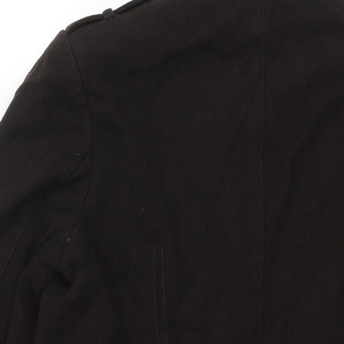 Linea Mens Brown Pea Coat Coat Size M Button
